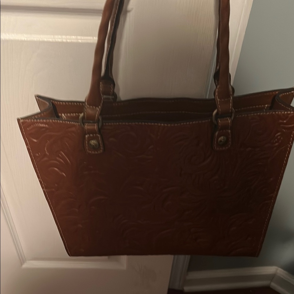 Patricia Nash Rich Brown Embossed Tote